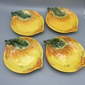 Pier 1 Imports Lemon 8" Earthenware Handcrafted Plates Set Of 4 Salad Lunch
